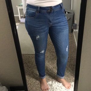 Blue stretchy gently worn jeans.